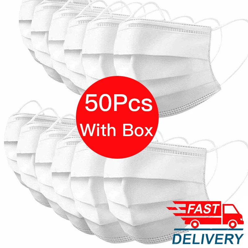 

In stock ! High Quality 3-Ply Non Woven Disposable Salon Earloop Anti-Dust Face Mouth Masks White Safety Masks PM2.5