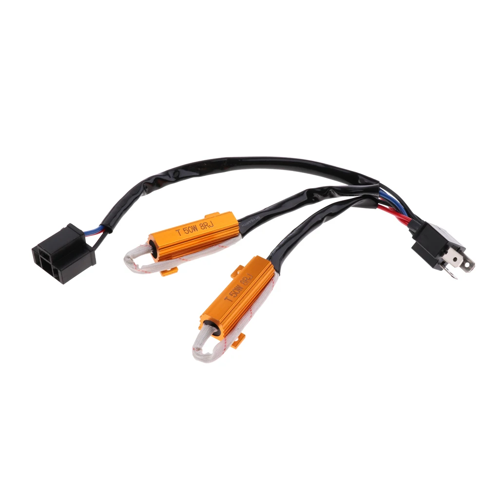 H4 LED Fog Light Headlight Load Resistor Wiring Harness Decoder 50W 8Ohm