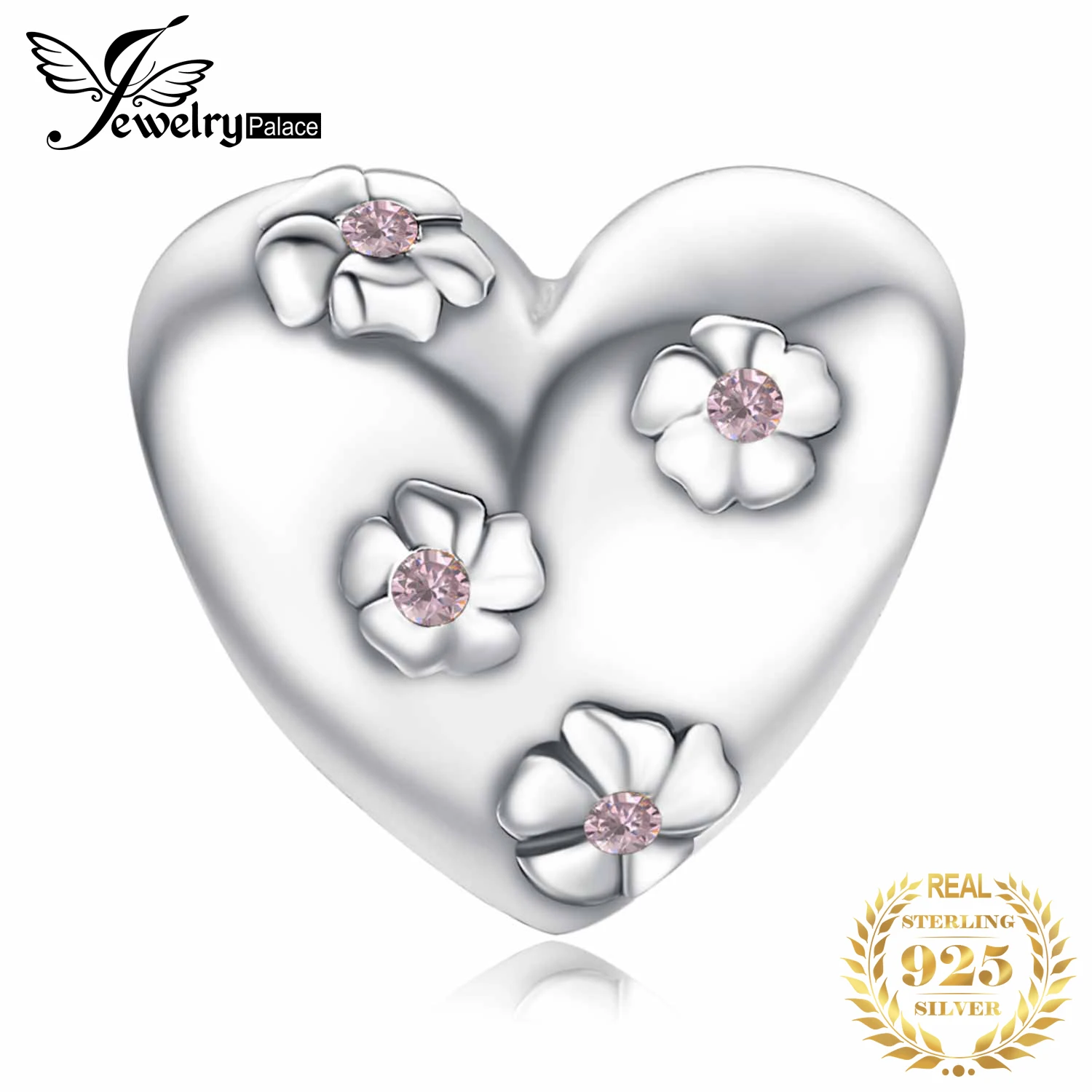 JewelryPalace Романтическая любовь Цветочное сердце Создано розовый сапфир 925 пробы