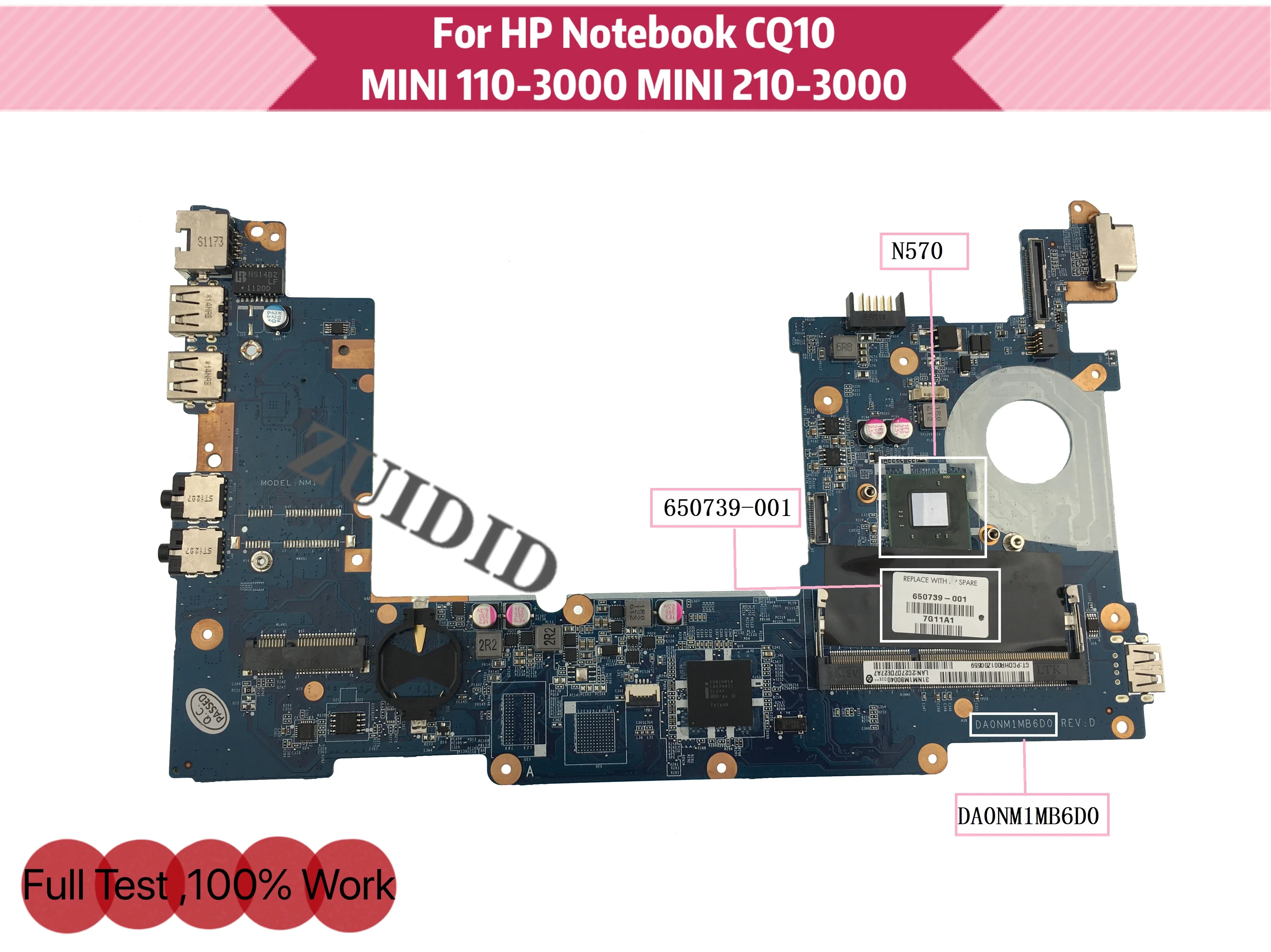 650739-001 DA0NM1MB6D0 Für HP NOKOTION CQ10 Mini 110 210 Laptop Motherboard DDR3 CPU: N570 100% vollständig getestet | Компьютеры и