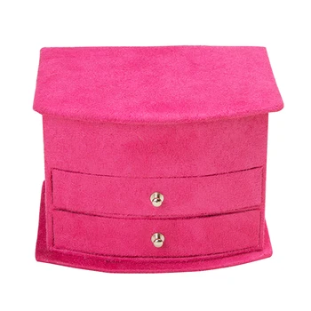 

Soft Velvet Gift Storage Case Home Multifunctional With Mirror Earrings Ring Fashion Desk Organizer Jewelry Box Portable