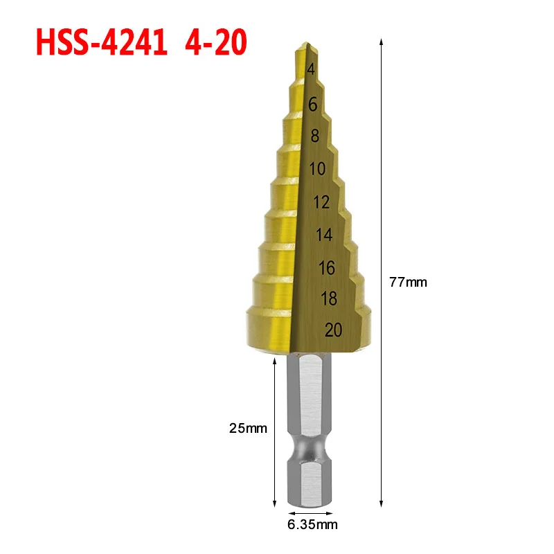 Cortador de agujeros para madera, broca cónica con revestimiento de titanio  HSS, herramientas de perforación, Metal