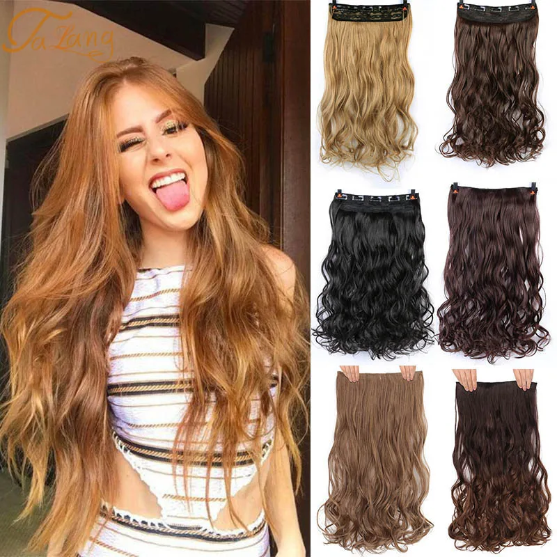 

TaLang Long Synthetic Hair Clip In Hair Extension Heat Resistant Hairpiece Natural Wavy Hair Piece