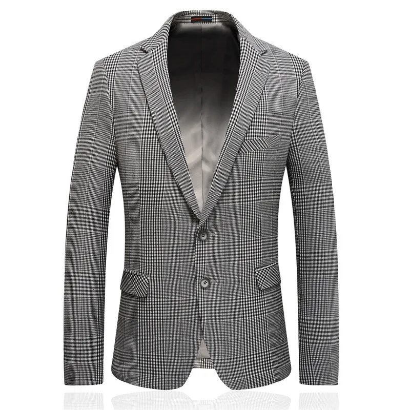 

Men's suit blazer men's houndstooth business slim suit blazer spring new single-breasted gentleman casual suit jacket