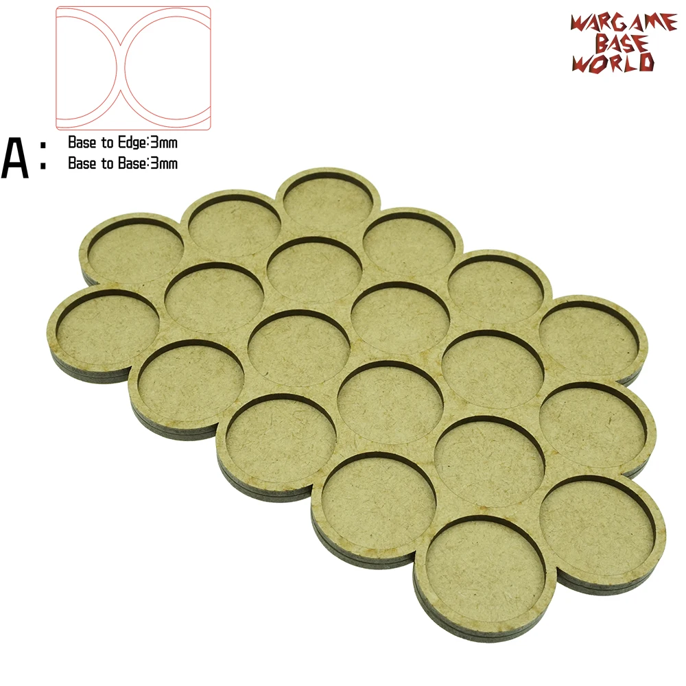 edge3basetobase3 Wargame Base World-Movement Tray-20 цоколей 32 мм круглой формы MDF - Цвет: edge3basetobase3