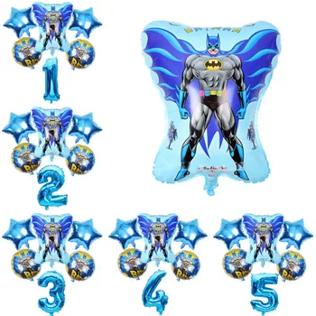 

6pcs Happy Birthday party Decoration kids hero Batman Superman Foil Balloon Baby Shower Number Balloon Kids Air Globos