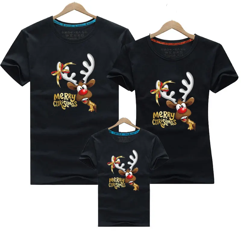 Traje familiar de Papá, Mamá y Bebé con ciervo navideño 2020, look familiar, conjuntos familiares navideños, camiseta para madre, hija, padre e hijo