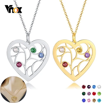 

Vnox Family Birthstone Customized Necklaces for Women Heart Tree Pendant AAA CZ Birth Stones Personalized Gift for Her Mom