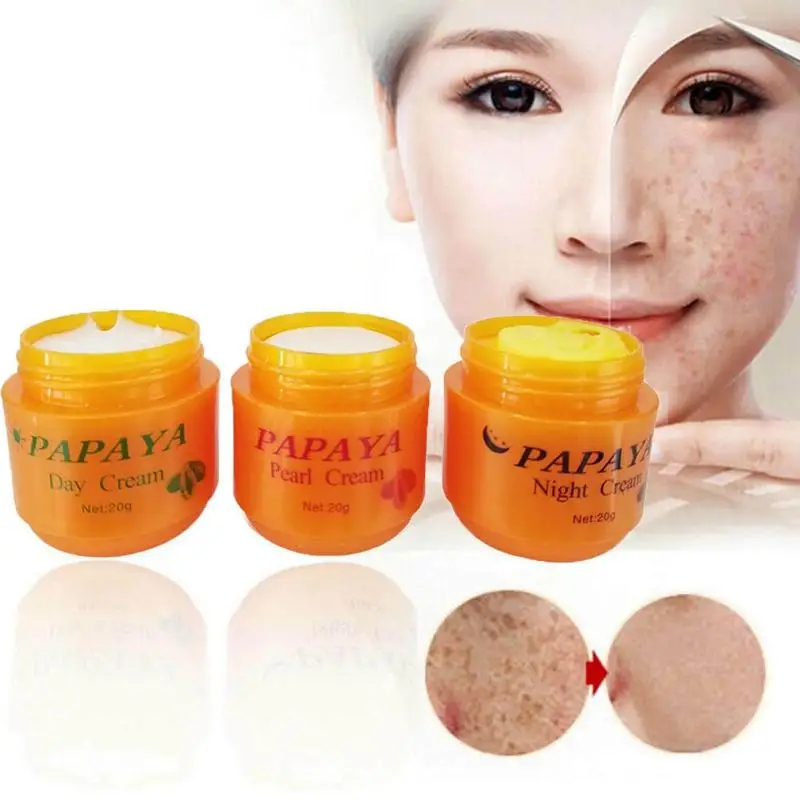 Natural Vitamer Papaya Whitening Face Day And Night Creams Anti Spot Freckle Wrinkle Improve Dark Skin Care Cosmetic 2pcs/set