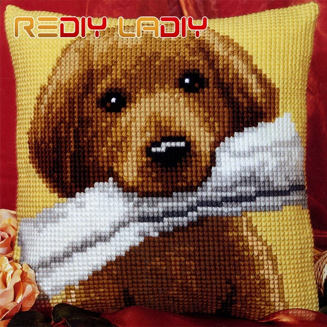 Cross Stitch Cushion Cat Dog Lambs Diy Chunky Cross Stitch Kits Acrylic Yarn Pillow Case Home Decor Sofa Pillows Arts Crafts Package Aliexpress