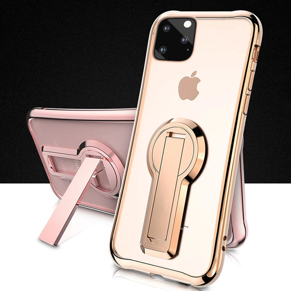 Прозрачный чехол для телефона iPhone 11 Pro Max, четыре угла подушки безопасности, противоударный мягкий прозрачный силиконовый чехол, подставка