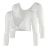 Maternity Net Yarn Bottoming Shirt Slimming Upper Arms Shapers Women Navel Sheer Mesh Sleeves Compression Shirt Chiffon 2