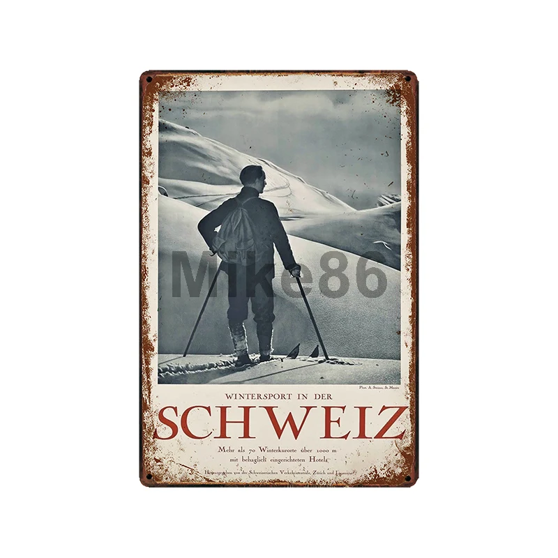 [Mike86] Norway St moritz лыжный металлический знак винтажный магазин рисунок на железной поверхности в стиле ретро СИТЕС плакат Арт 20*30 см LT-1838 - Цвет: GLC-14251
