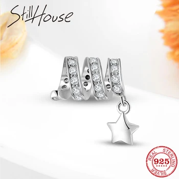 

Curved arrow Shinning CZ with Star 925 Sterling Silver Charm pendant fit Original European bracelet silver 925 Beads Jewelry