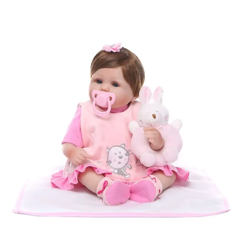 

48cm Reborn Doll Realistic Soft Silicone Vinyl Newborn Babies Toy Girl Princess Rabbit Clothes Pacifier Lifelike Handmade Gift