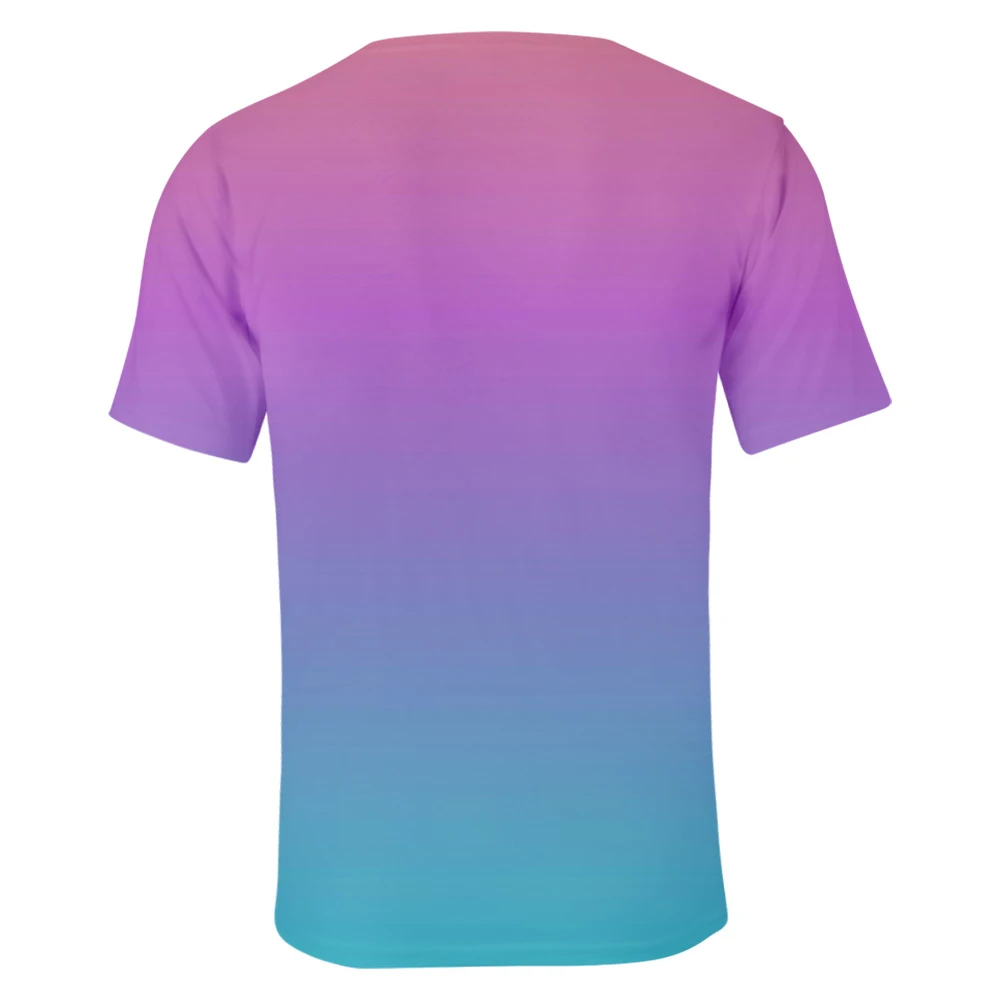Цветная футболка с градиентом летняя классная футболка для мужчин и женщин футболка для мальчиков и девочек мужские однотонные дышащие футболки с 3D радугой фиолетового цвета