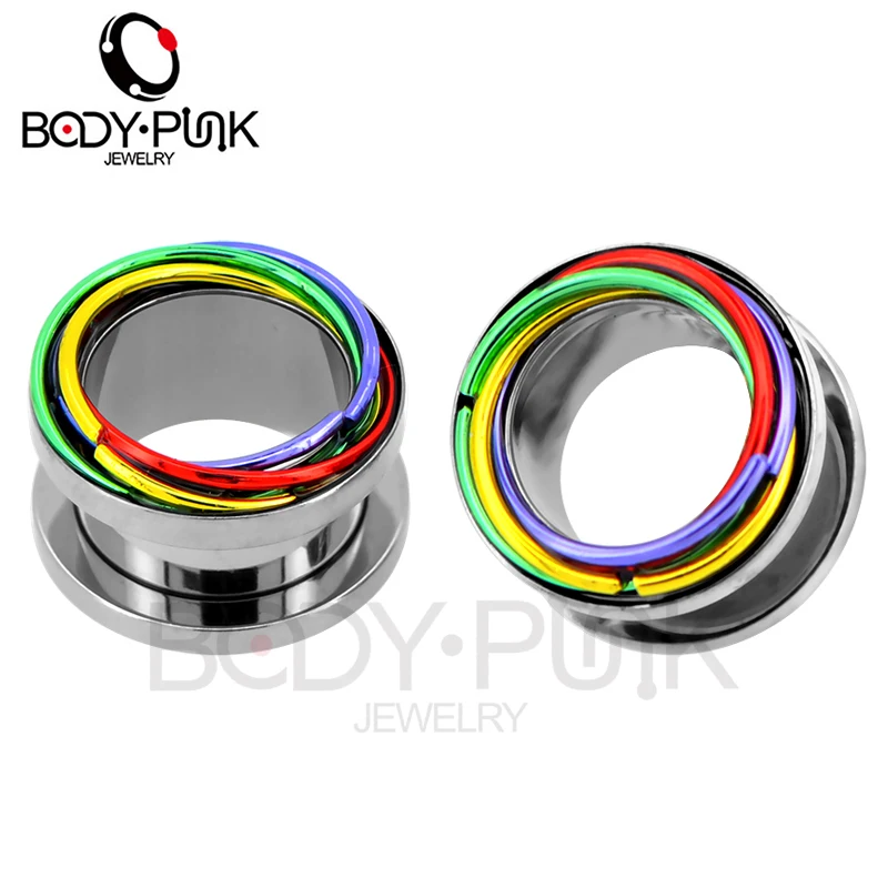 Радужные ушные носилки в стиле панк пробки и туннели пирсинг телесные серьги