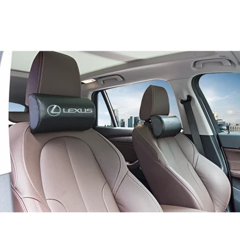 

1pcs car carbon fiber logo headrest PU leather car neck pillow for Lexuss IS ISF GS RX RX350 ES IS250 ES350 LX570 CT200