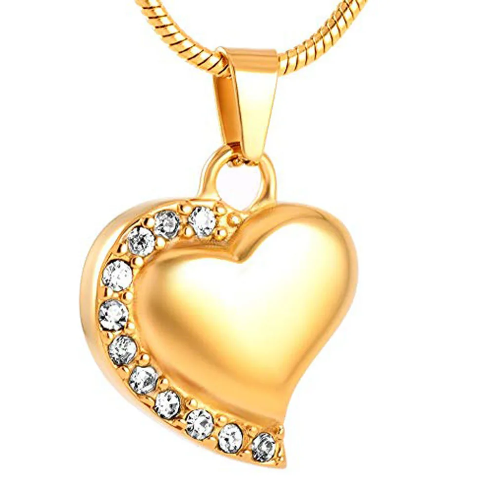 

Hot Sales-Open Shiny Side Heart Shape Anniversary Relatives Cremation Urn Waterproof Pendant Titanium Steel Necklace Manufacture