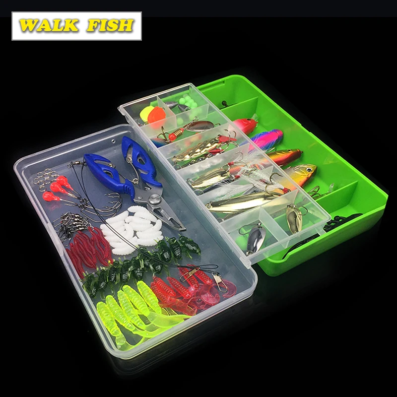 WALK FISH 101 шт. набор приманок Спиннер кренкбейт гольян Поппер ВИБ блестящая мягкая