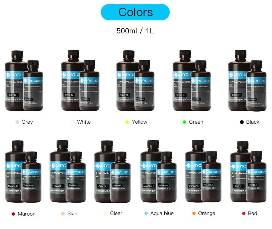 Наполнитель для 3D печати ANYCUBIC, 405 нм, УФ полимер для 3D принтера Photon, Photon S, материал для печати, LCD, УФ, с нормальной чувствительностью, жидкость для устройств в бутылке 500 мл/1 л|3d printing materials|resin 3dresin liquid | АлиЭкспресс - 100 топовых товаров с Али