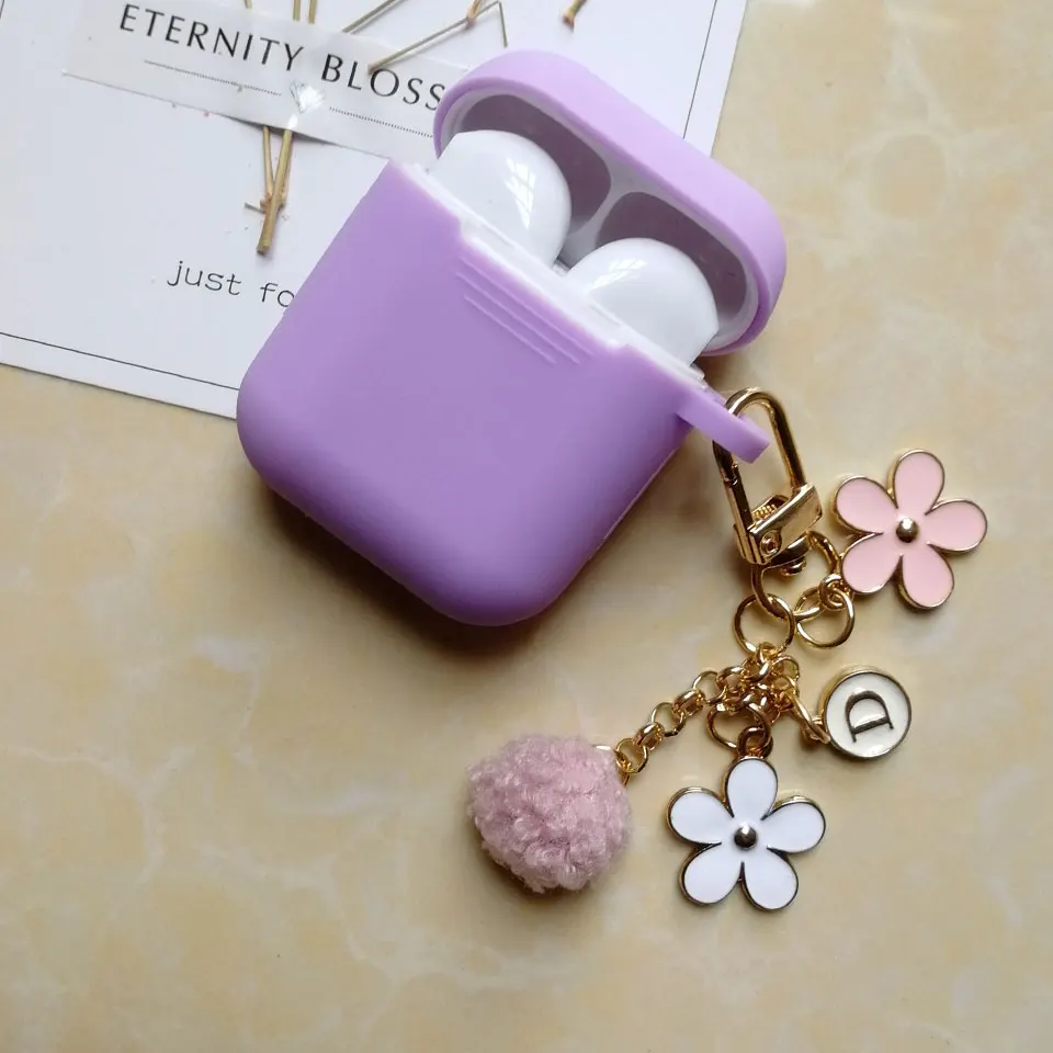 Милый японский роскошный чехол с вишневым цветком для Apple Airpods 1 2 Аксессуары Bluetooth наушники защитный чехол сумка брелок ремень - Цвет: C
