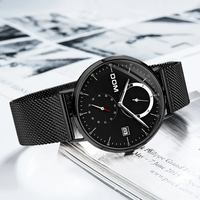 

Watch Men Week Calendar Watrproof Watch Mesh Belt Western Style Manufacturers Wholesale a Generation of Fat M-436BK-1M