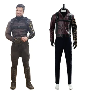 

The Falcon and the Winter Soldier Bucky Barnes Cosplay Costume Jacket Coat Pants Uniform Men Women