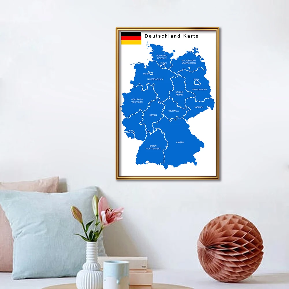 42*59cm Political Map of The Germany In German Small Poster Canvas Painting Travel School Supplies Home Decoration