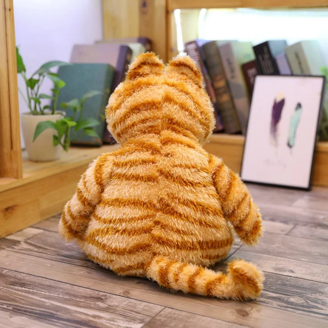 Peluche de chat en col re pour enfants jouet doux animal paresseux fausse peau de tigre