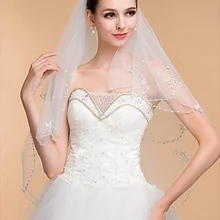 Свадебные вуали Женские Элегантные Тюль Стразы два слоя Фата с лентой по краю