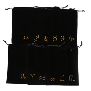 

1PCS Portable 12 Constellations Velvet Tarot Card Storage Bag Mini Jewelry Drawstring Package Board Game concentrated Cards Bag