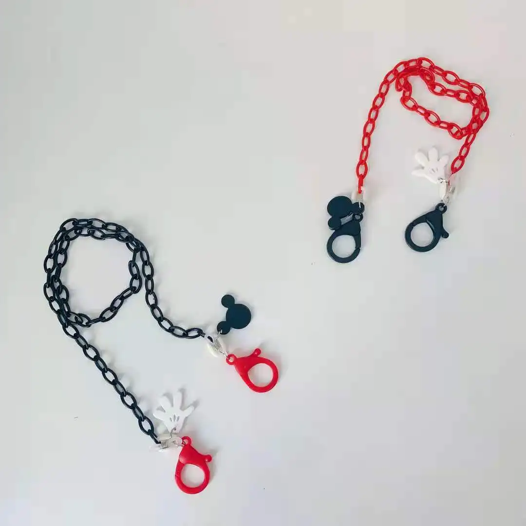 New creative cartoon mouse acrylic mask chain glasses chain mask with hanging chain mask anti-drop rope