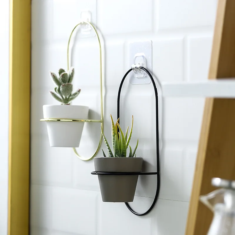 

Hanging Planter Flower Pot Iron Succulent Plant Pot Wall Hanging Simple Ceramic Wall Flower Pot