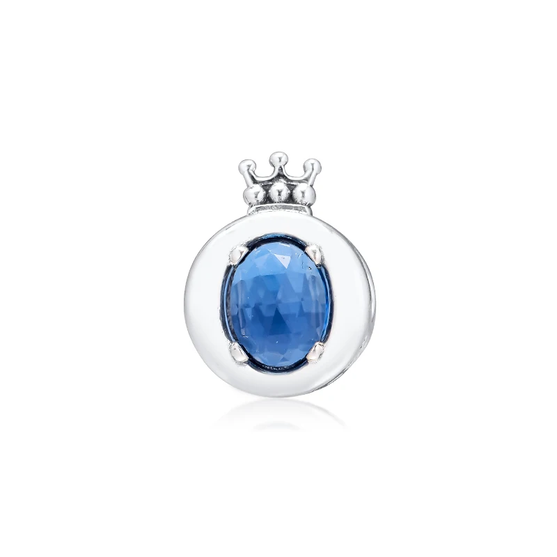 CKK Blue Sparkling Crown O Charms 925 Fit Pandora Браслеты из стерлингового серебра Шарм бусины для бусина для изготовления украшений kralen