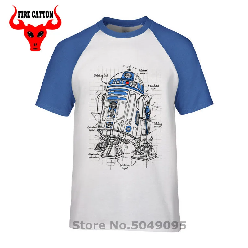 

Star R2-D2 Droid Blue Print Men's T-Shirts 2019 Brand New Death Wars Clothing Fashion Droid Robot Project T shirts Men Tops Tees