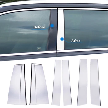 

6PCS/SET Chrome Stainless Steel Pillar Post Door Trim Strip Styling fit for Toyota Highlander 2015 2016 2017 2018