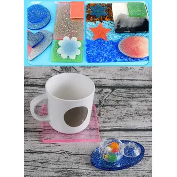 

10Pcs Epoxy Resin Molds Square Round Molds DIY Coaster Flower Leaf Specimen Mold 634D