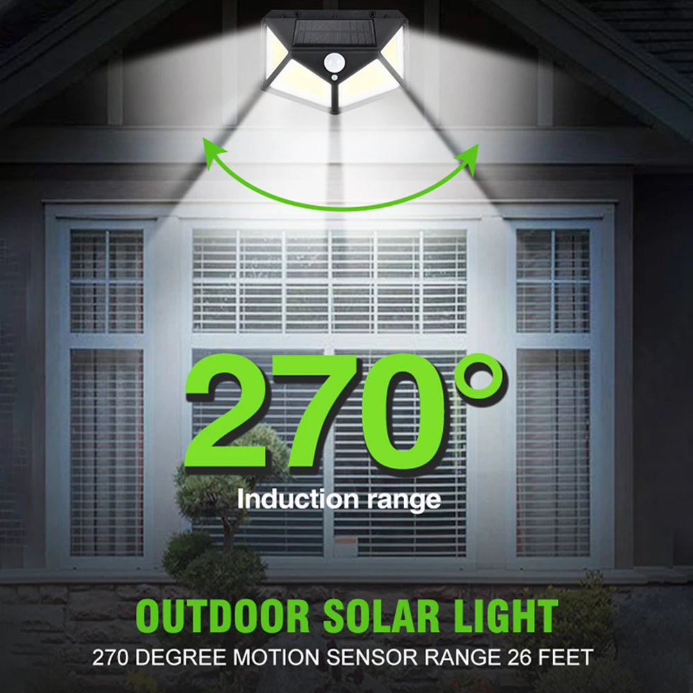 

4/2pcs 100 LED Solar Light Outdoor Solar Lamp Powered Sunlight Waterproof PIR Motion Sensor Street Light Wall Light Garden Light