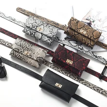 Женская винтажная поясная сумка со съемным поясом из искусственной кожи со змеиным узором, сумка для мобильного телефона, сумка со змеиным узором