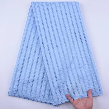 

Sky Blue Swiss Voile Lace Fabric 2020 African Lace fabric High Quality Nigerian Pure Cotton Lace Fabric For Wedding Dress 5Yards