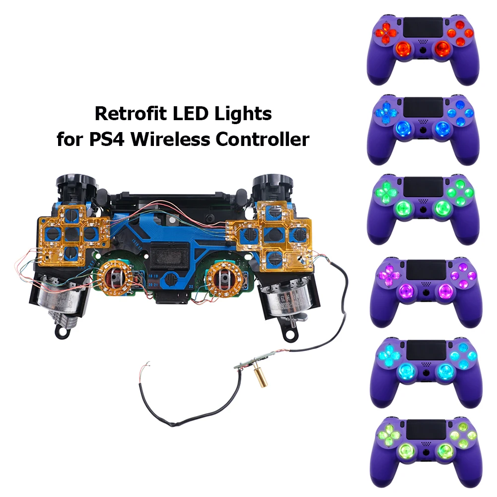 Pulsanti frontali pulsanti DTF LED Kit d-pad illuminato a 6 colori per  Controller PS4 accessori per macchine elettroniche