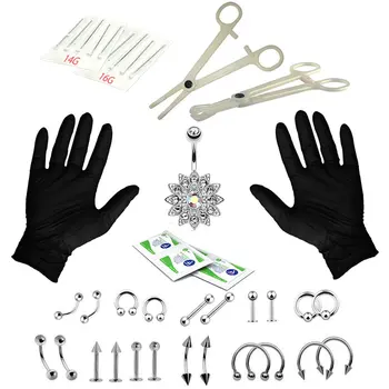 

Umbilical Ring Perforation Tool Set Multi-Section Combination Piecing Nose Ring Earrings Set (41Pcs/Set)