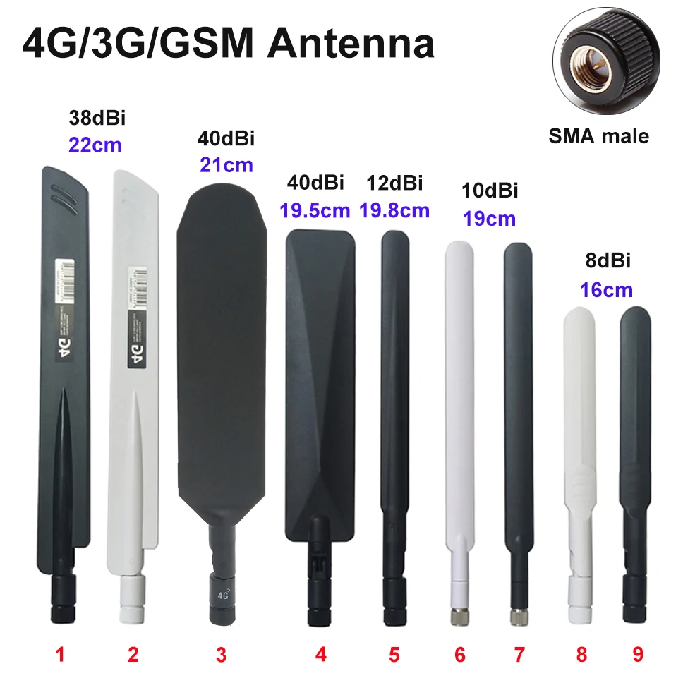 2 шт. 4G 3G GSM LTE Антенна внешняя с SMA male высоким коэффициентом усиления 700-2700 МГц
