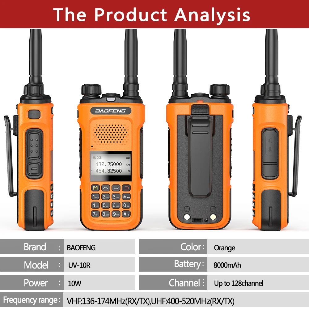 Baofeng – walkie-talkie étanche UV-10R, longue portée 50KM 10W