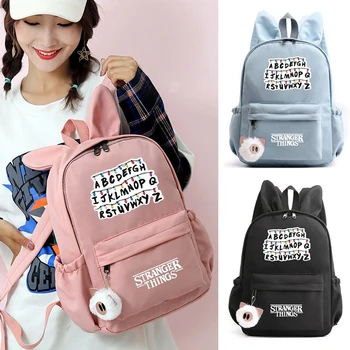 

Stranger Things Cute Rabbit Ears Luminous Children's Backpack Girls Women Waterproof Canvas School Student Backpack Travel Bags
