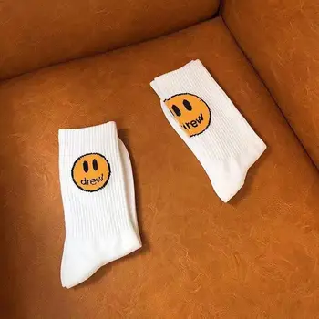

Smile Face Socks For Women Men Unisex 100% Cotton Drew Printed Thick Drew House Stocking Casual Cotton Hiphop Socks