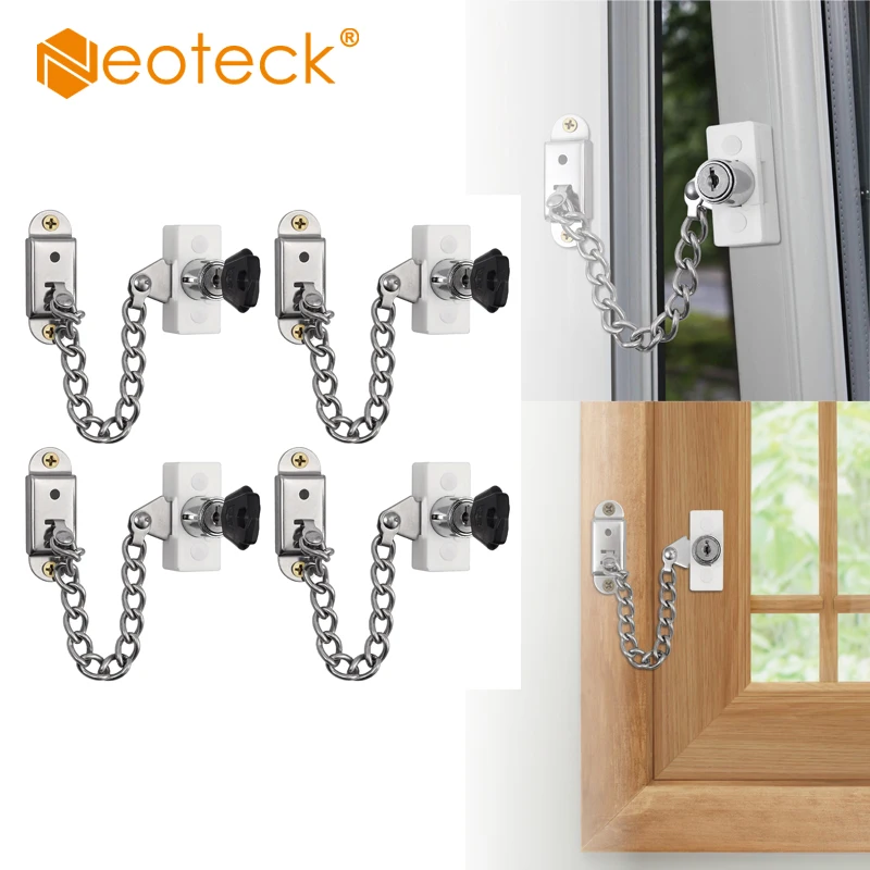 

Neoteck 4 Pcs Window Door Restrictor White Child Baby Safety Security Lock Cable Catch Wire For Double HungWindows