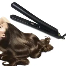 Hair Straightener Plate Tourmaline Ceramic Flat Iron Adjustable Straighten Waves Curls Dual Voltage