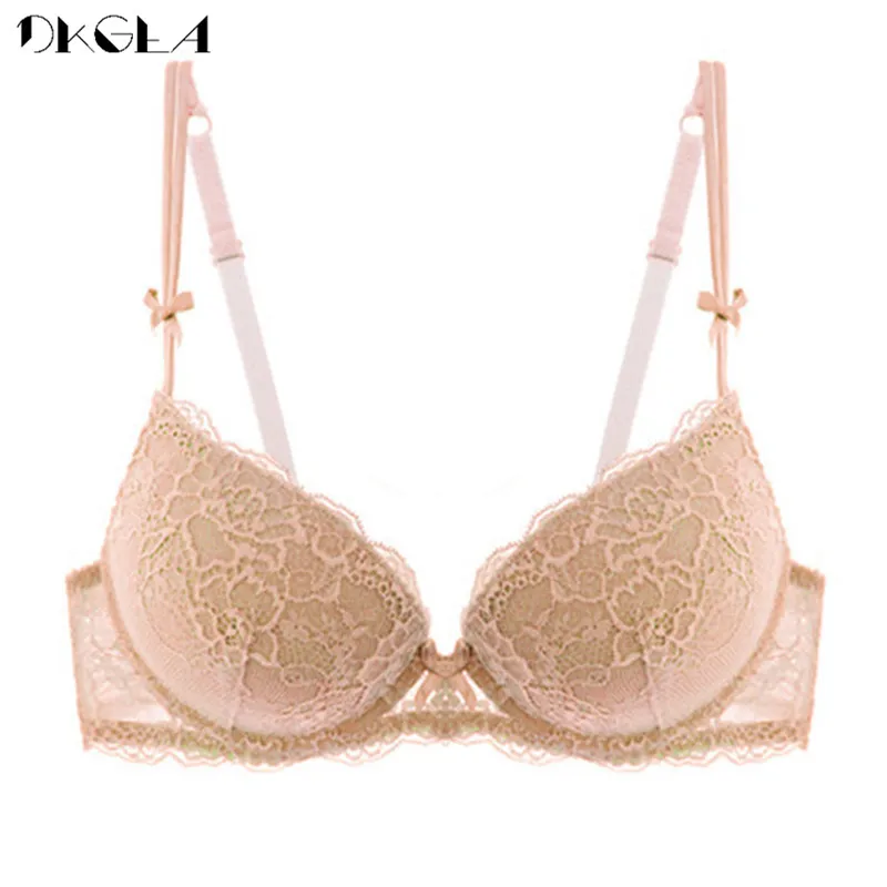 Beste Nieuwe Super Verzamelen Paars Bras Sexy Vrouwen Ondergoed Katoen Dikke Brasserie ABC Cup Push Up Bh Borduren Kant lingerie Zwart
